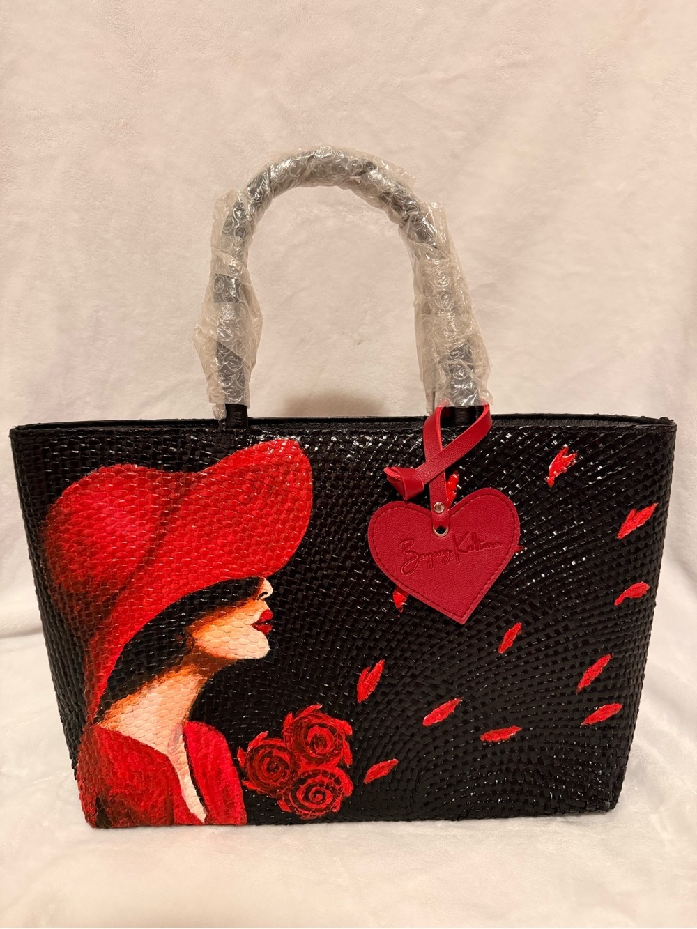 Bayong Kultura Handpainted and Handwoven Bayong Tote Bag Red Hat Lady Purse - Picture 5 of 13